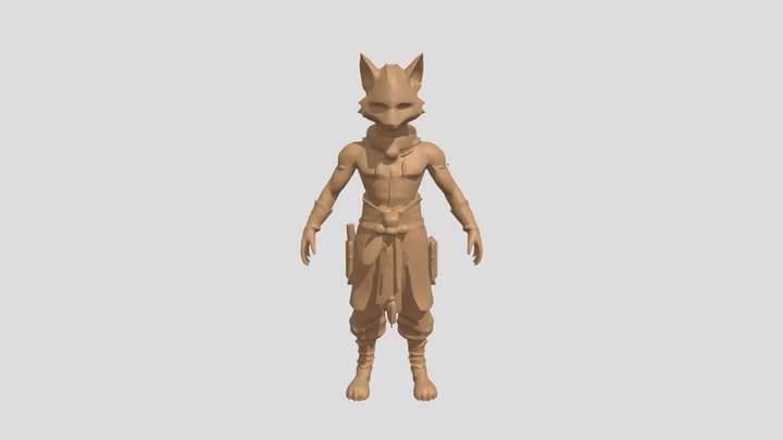 Anthropomorphic fox warrior character 3D Model