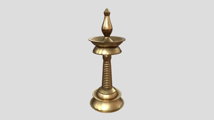 Traditional Oil Lamp of Kerala- Nilavilakku 3D Model