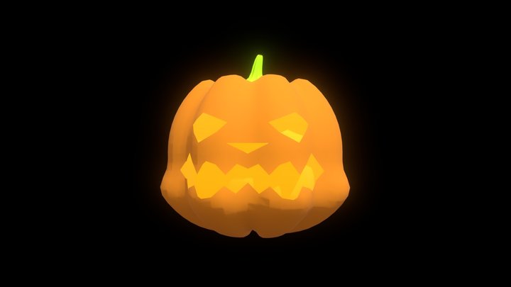 Low-Poly Grumpy Pumpkin 3D Model