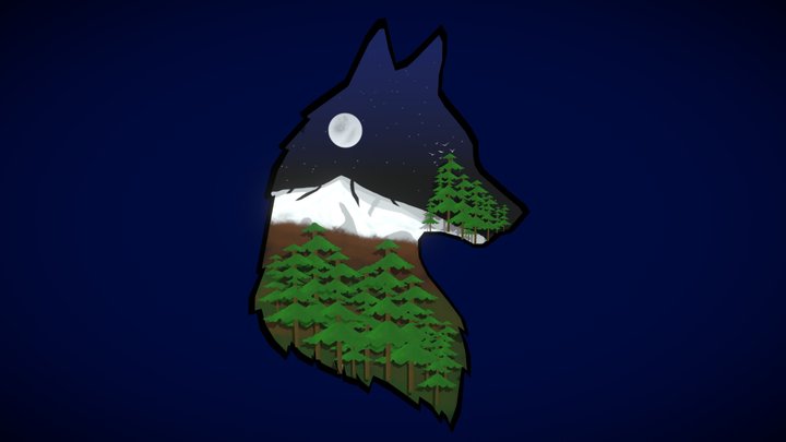 Forest Wolf Silhouette 3D Model