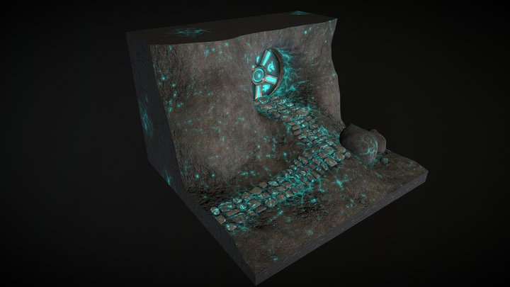 Blue Crystal Cave 3D Model