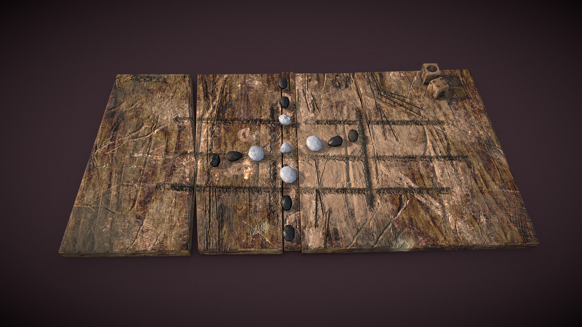 3D model Medieval Board Game - This is a 3D model of the Medieval Board Game. The 3D model is about a piece of wood with holes in it.