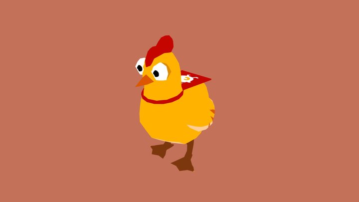 Golden Chicken Hero 3D Model