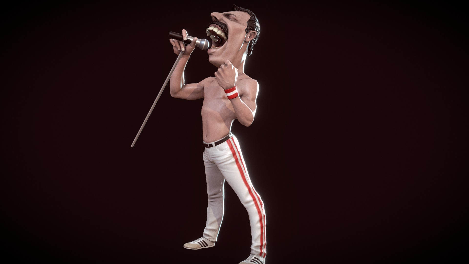 3D model Freddie low NO PRINT - This is a 3D model of the Freddie low NO PRINT. The 3D model is about a person singing into a microphone.