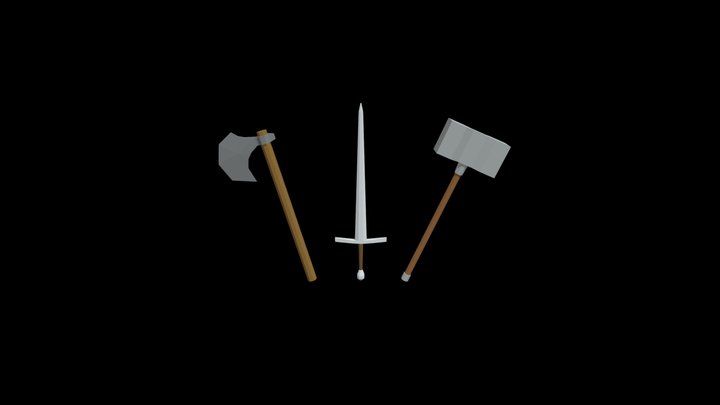 Lowpoly Medieval Weapons 3D Model