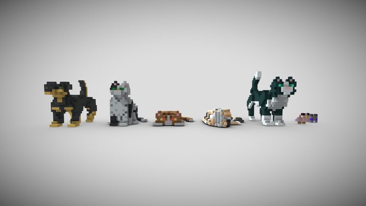3D cat and dog models 3D Model