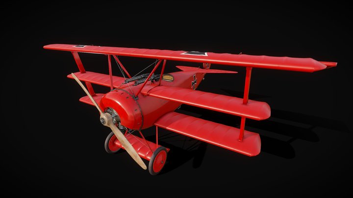 Red Baron Triplane 3D Model