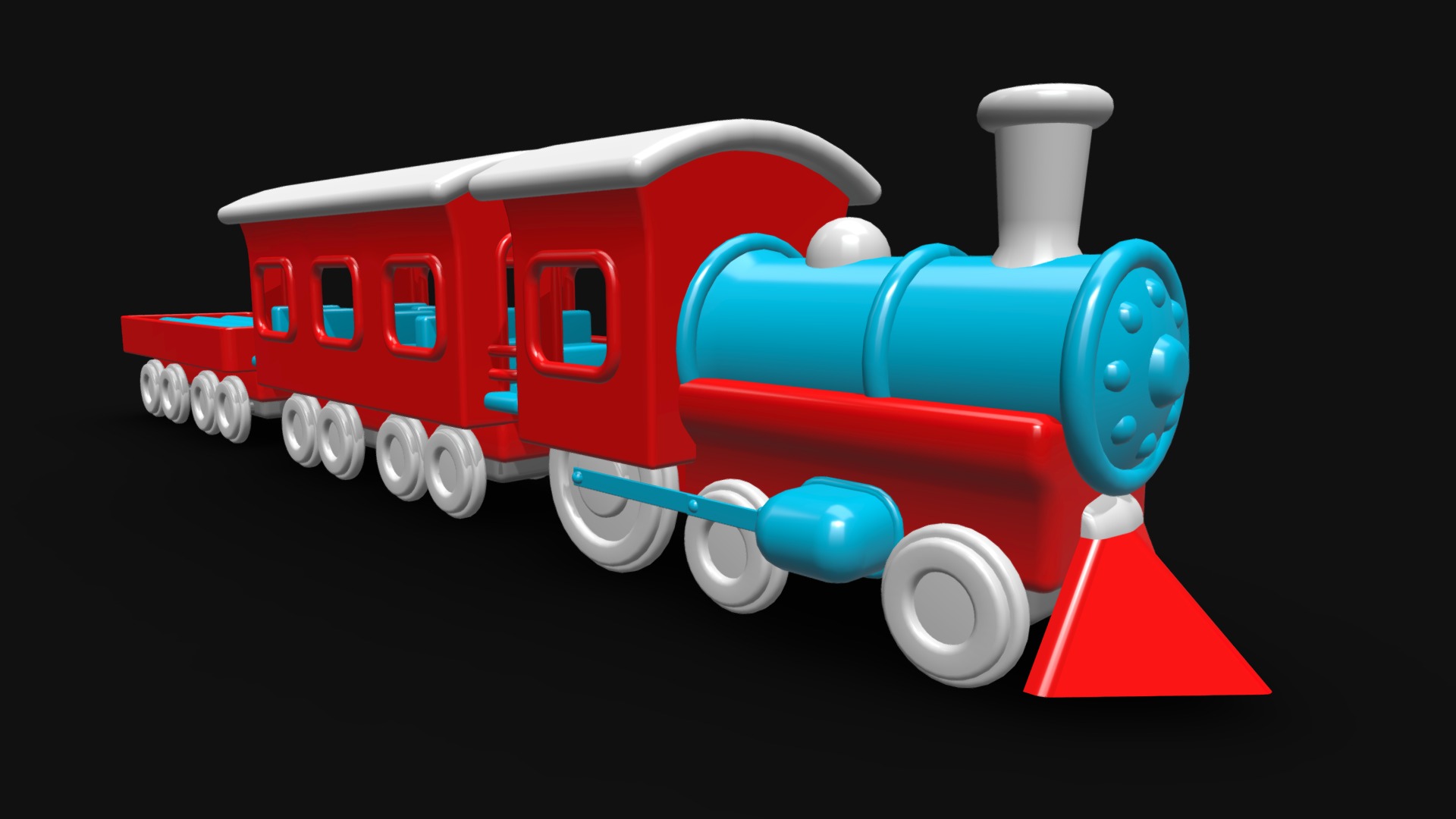 3D model Toy Train with Passenger and Freight Carriage - This is a 3D model of the Toy Train with Passenger and Freight Carriage. The 3D model is about icon.