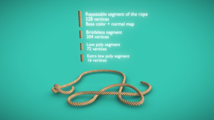 Repeatable game ready rope segment 3D Model
