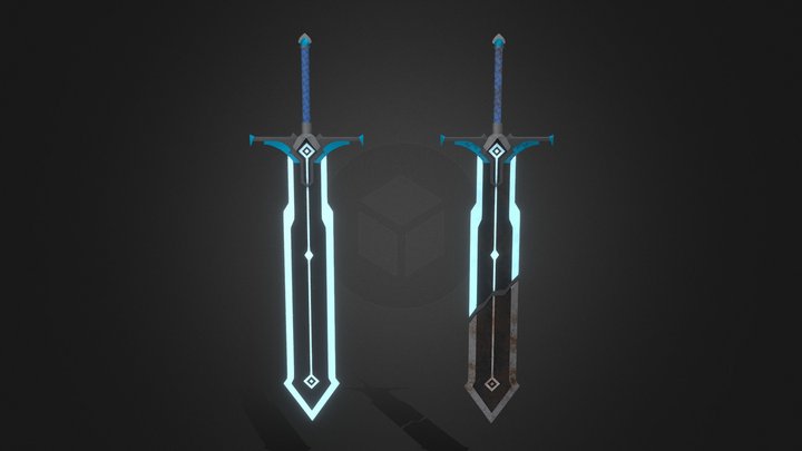 Sword Blue low poly 3D Model