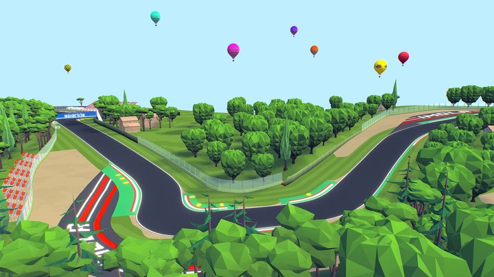 Cartoon Race Track Imola 3D Model