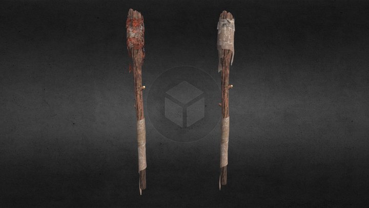 Wooden Flame Torches 3D Model