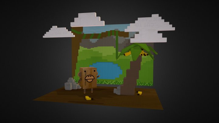 Monkey in his habitat 3D Model