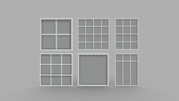 6 Window Grids PBR Low Poly 3D Model