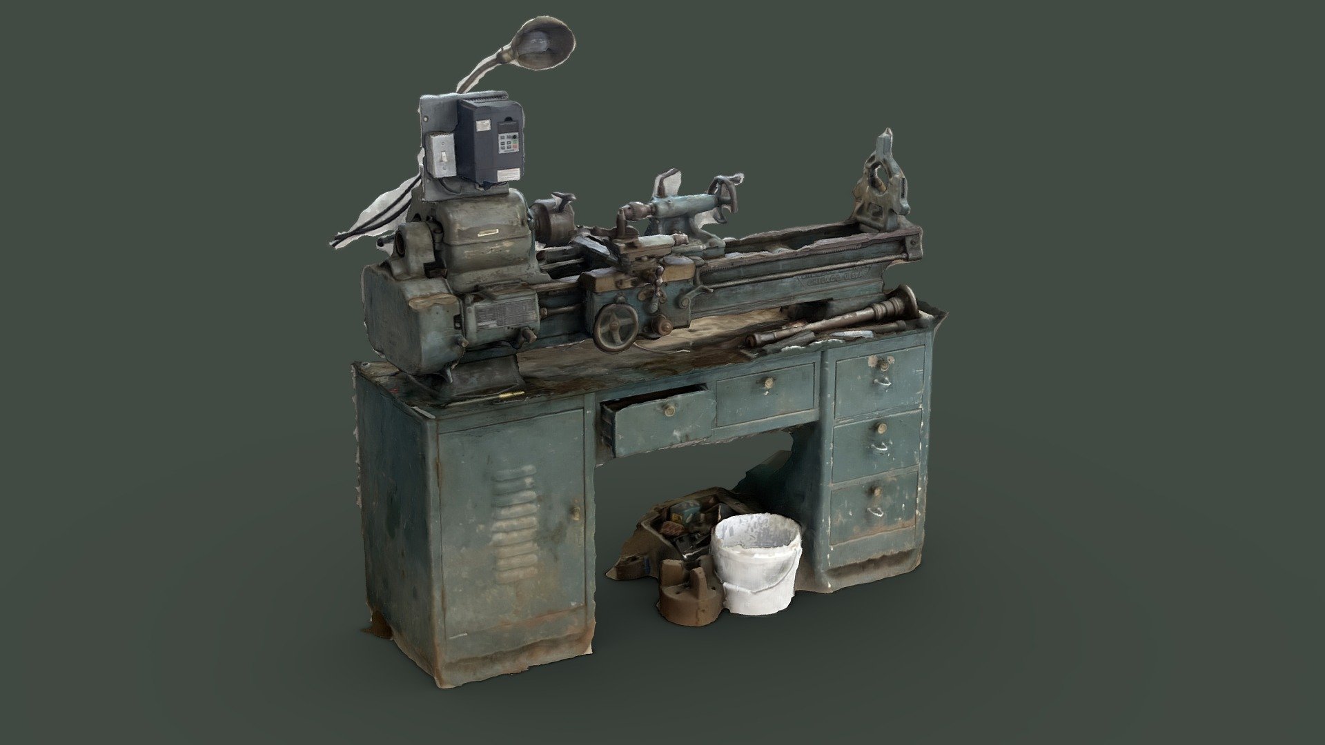 Grungy Lathe Scan — Sketchfab embed 3D viewer
