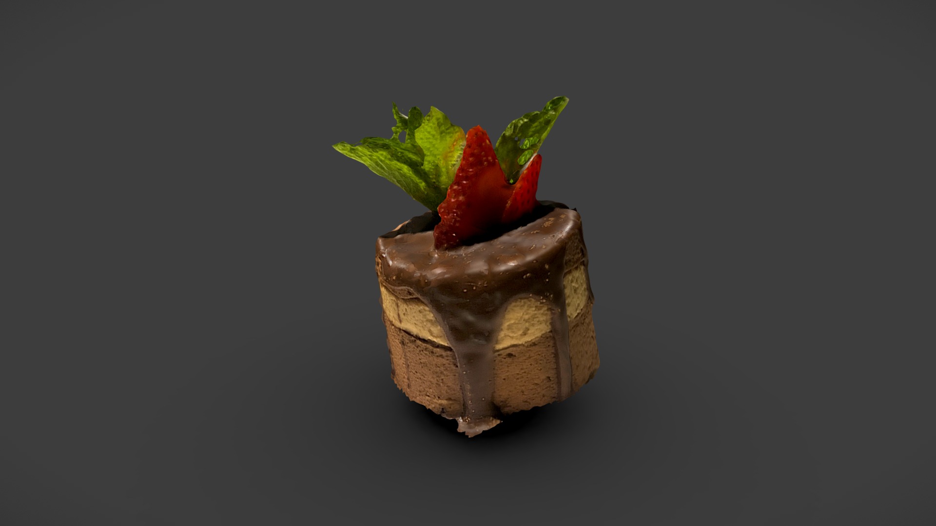 3D model Chocolate & Coffee Cake - This is a 3D model of the Chocolate & Coffee Cake. The 3D model is about a strawberry on a cupcake.