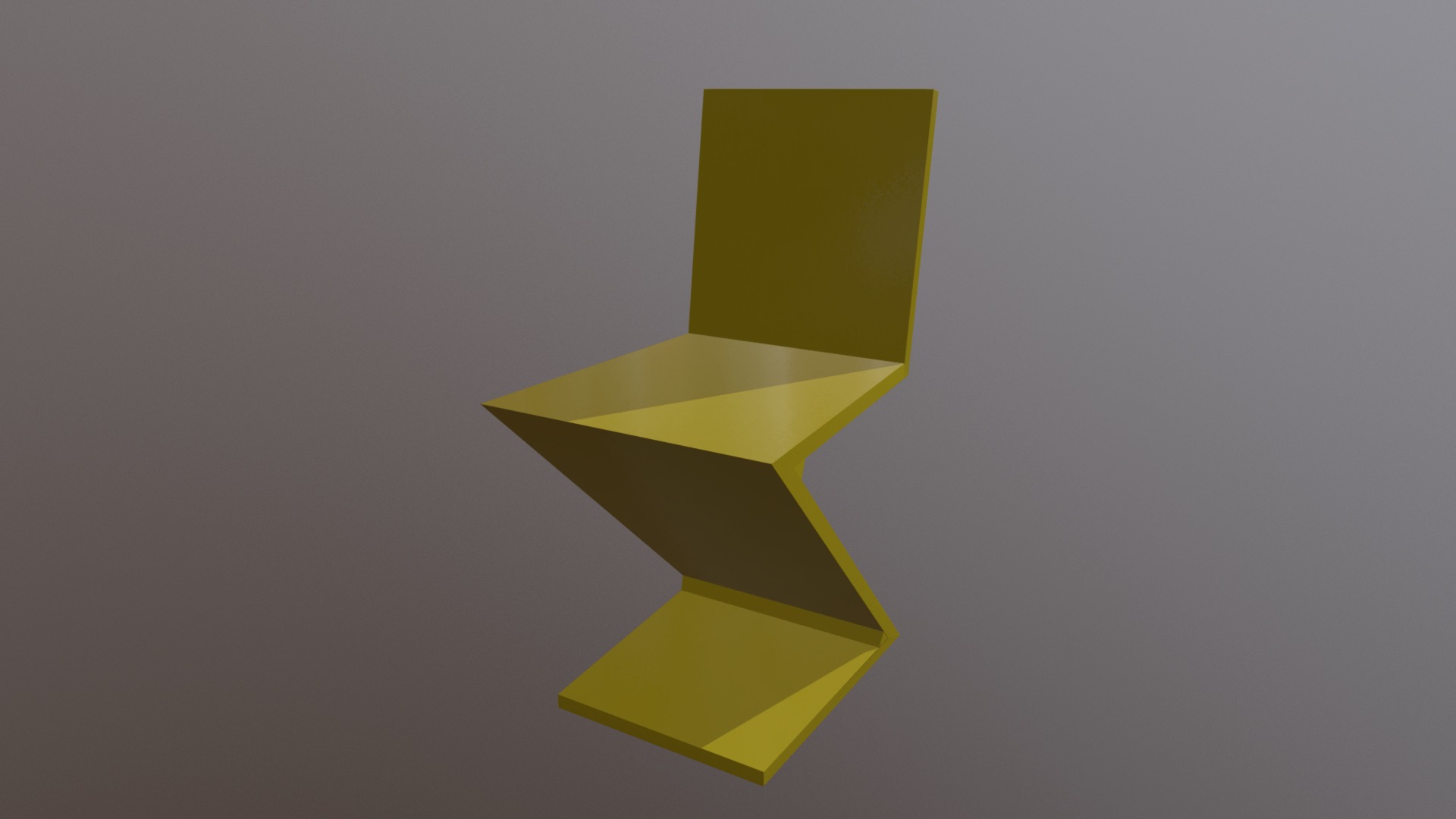 3D model Zig Zag Chair By Gerrit Thomas Rietveld - This is a 3D model of the Zig Zag Chair By Gerrit Thomas Rietveld. The 3D model is about a yellow letter on a grey background.