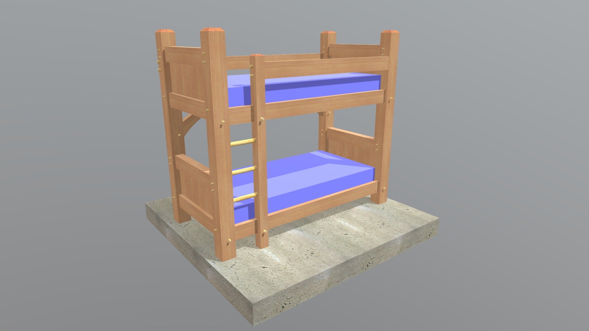 Bunk Timber Frame Bed Plan (00142) — Sketchfab embed 3D viewer