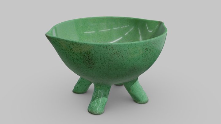 Four-legged ceramic bowl 3D Model