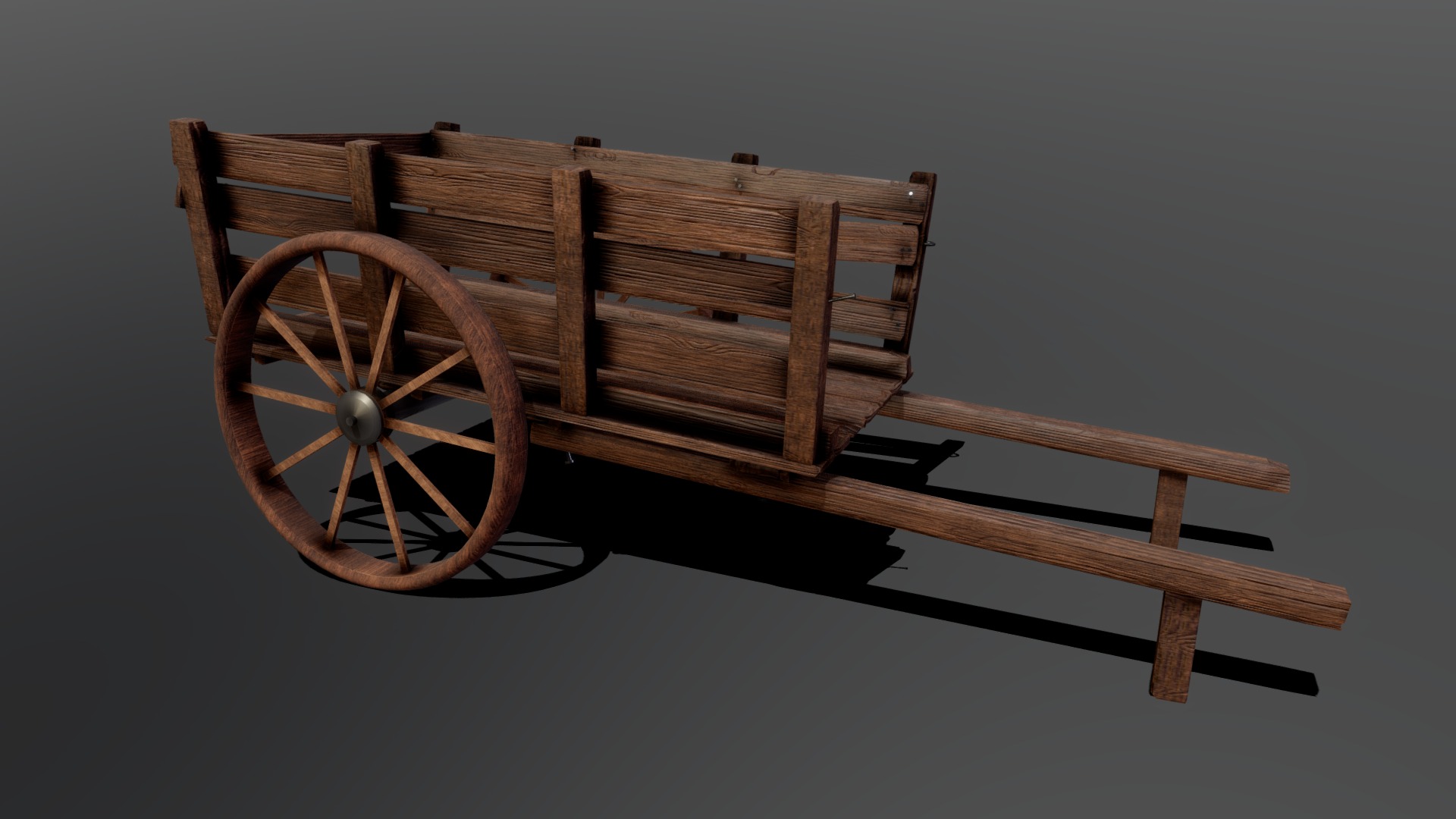 3D model Old Wagon - This is a 3D model of the Old Wagon. The 3D model is about a wooden bench with wheels.