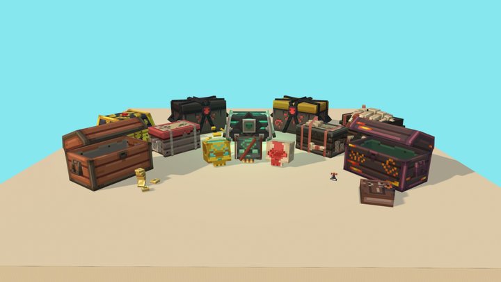 Sea of Thieves - Lowpoly Treasure Chests 3D Model