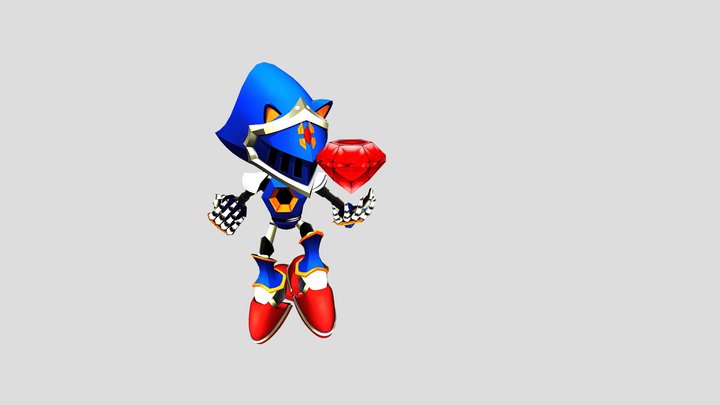 Stylized hand painted metal sonic 3D Model