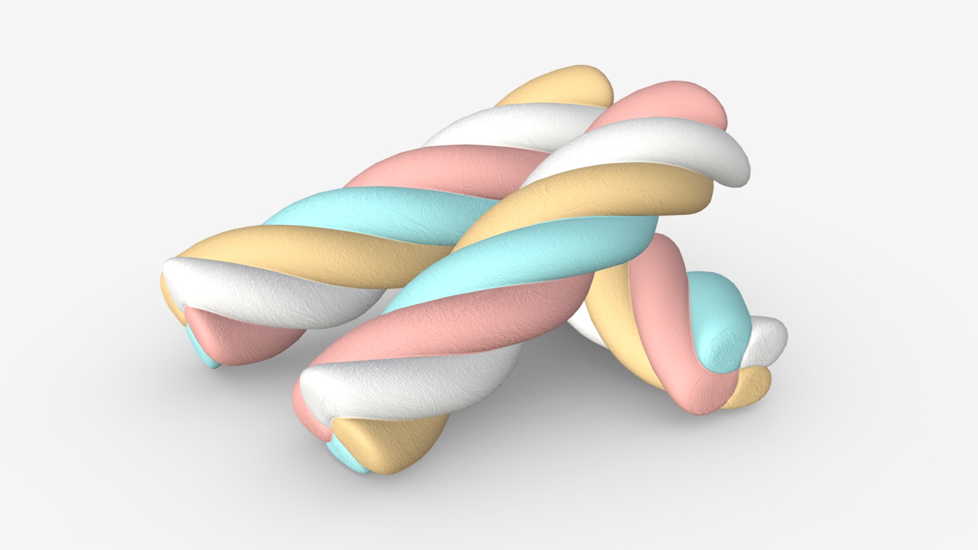 3D model Marshmallows colorful candy spiral shape - This is a 3D model of the Marshmallows colorful candy spiral shape. The 3D model is about a close-up of some crochet.