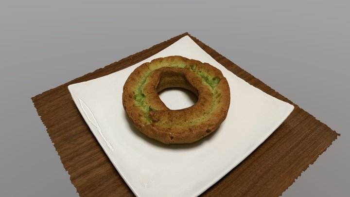 Old-fashioned green tea doughnut 3D Model