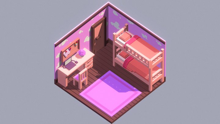 Pink Room Voxel 3D Model