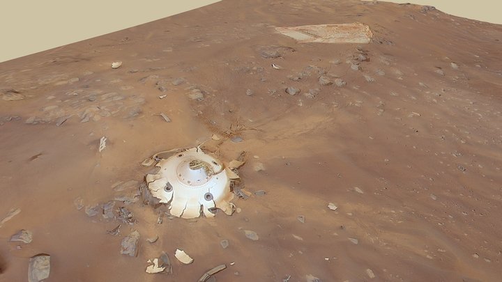Mars2020 parachute and backshell crashsite 3D Model