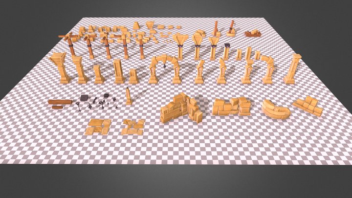 Fantasy Ruin Kit (part 1) 3D Model