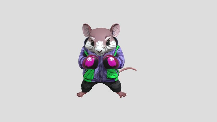 cartoon hamster in boxing outfit 3D Model