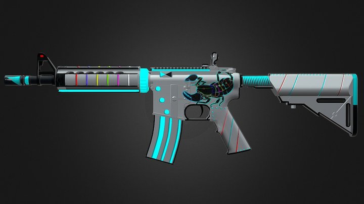 M4A4 | Neon Scorpion (Normal map) 3D Model