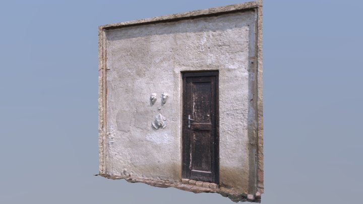 Old door with wall 3D Model