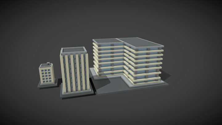 Low Poly Buildings 3D Model