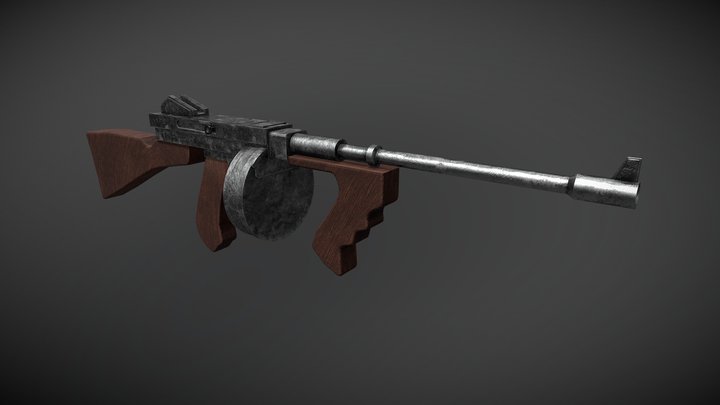 TommyGun-Textured 3D Model