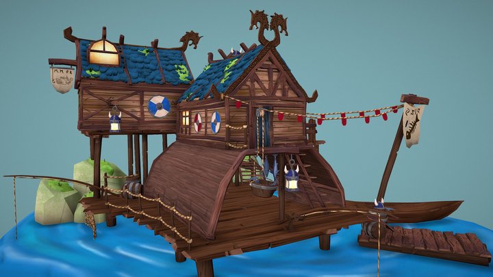 Viking fisherman house 3D Model