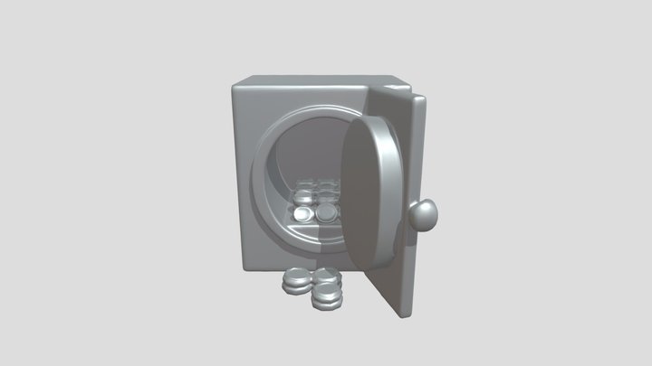 safe with gold coins 3D Model