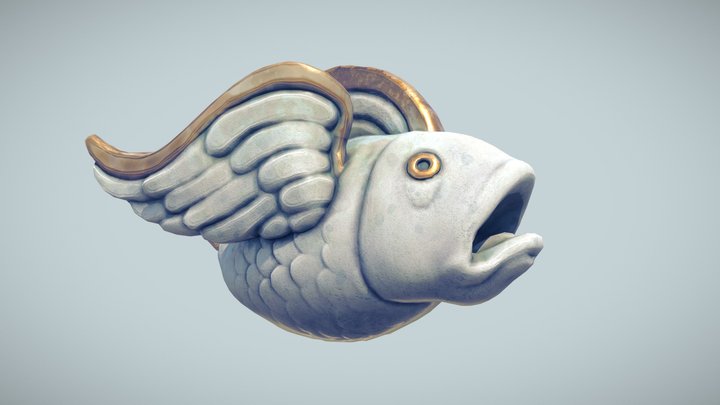 Soaring Seas - Flying Fish Statue 3D Model
