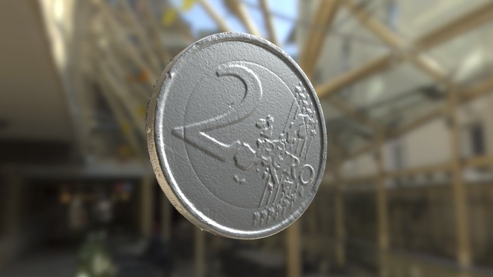 2 Euro coin 3D Model