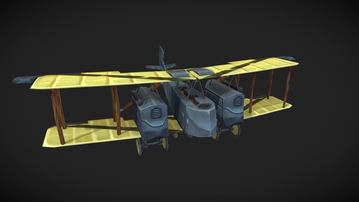Stylized gotha bomber plane IV 3D Model