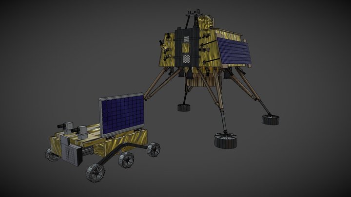 Vikram Chandrayan 3 - Chandrayaan and Moon rover 3D Model