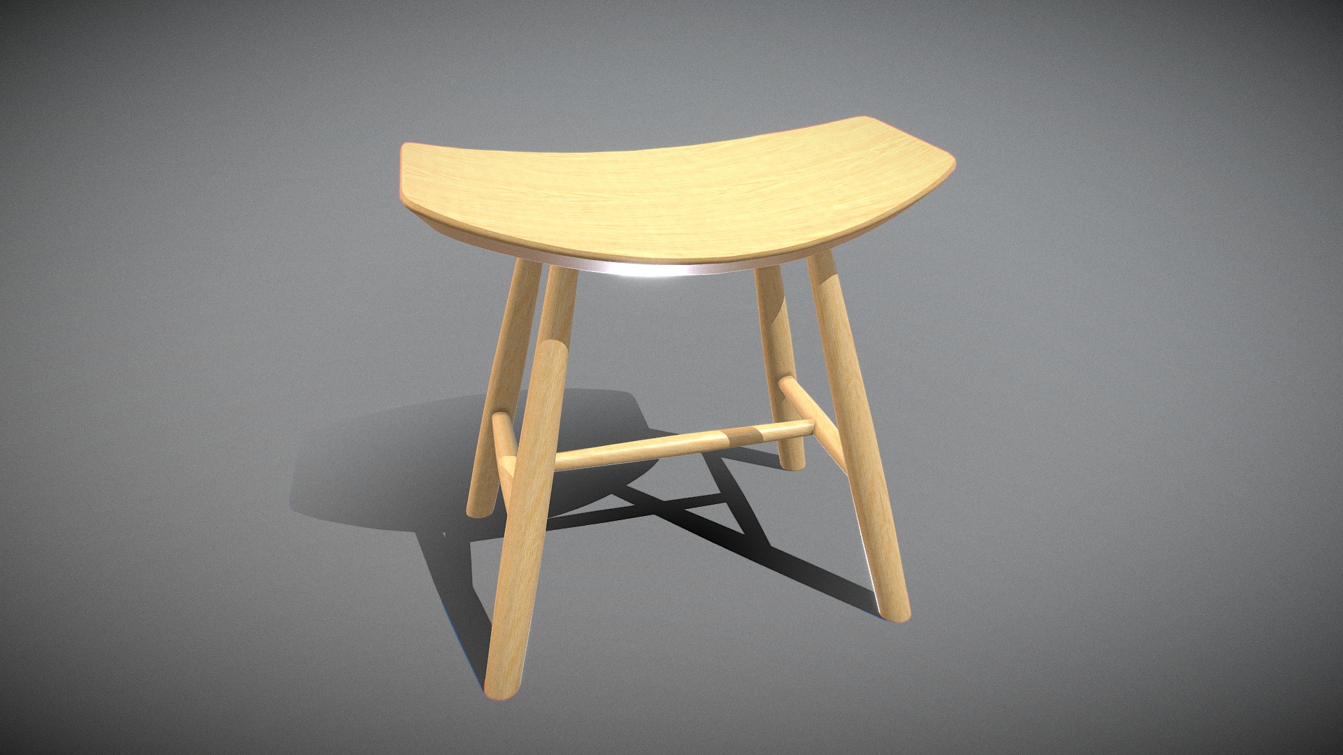 3D model Johansson J63 Stool WoodVaneer - This is a 3D model of the Johansson J63 Stool WoodVaneer. The 3D model is about a wooden chair on a white background.