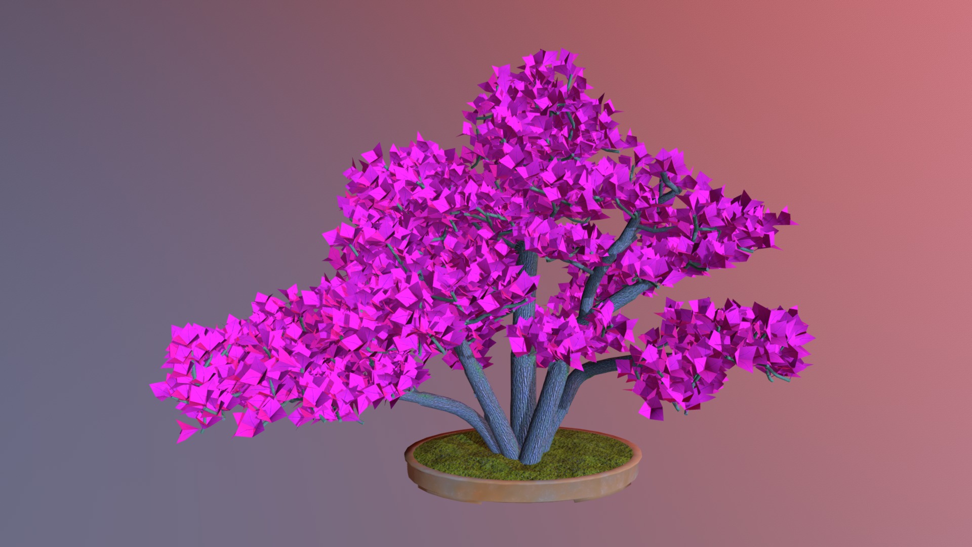 3D model Multiple Trunk - This is a 3D model of the Multiple Trunk. The 3D model is about a purple tree in a pot.