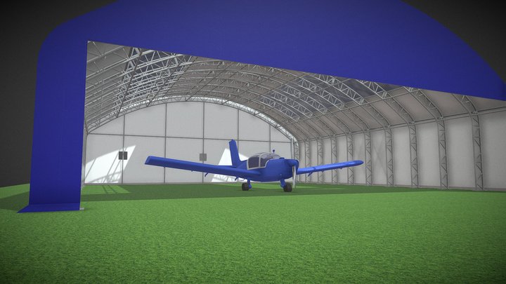 Hangar 15x15 with socata 3D Model