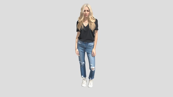 Blonde in Ripped Denim – Modello 3D gratuito STL