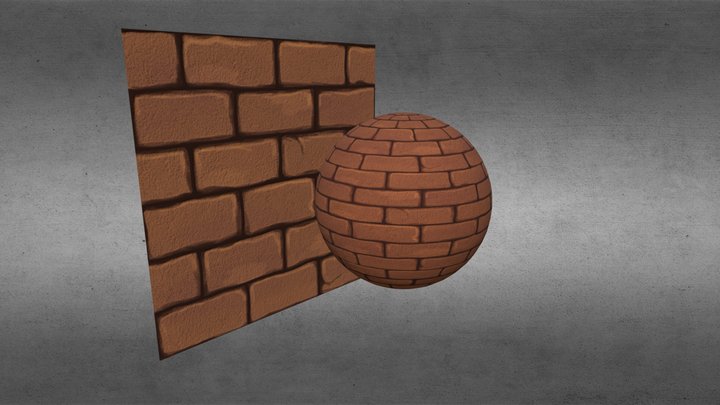 Free brick hand painted stylized texture 3D Model