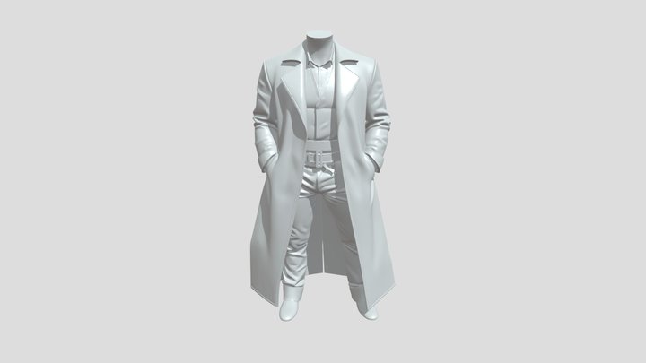 Person in ornate long coat 3D Model