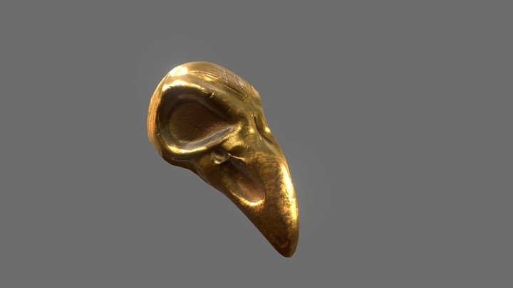 Golden Bird Skull | Props Design 3D Model