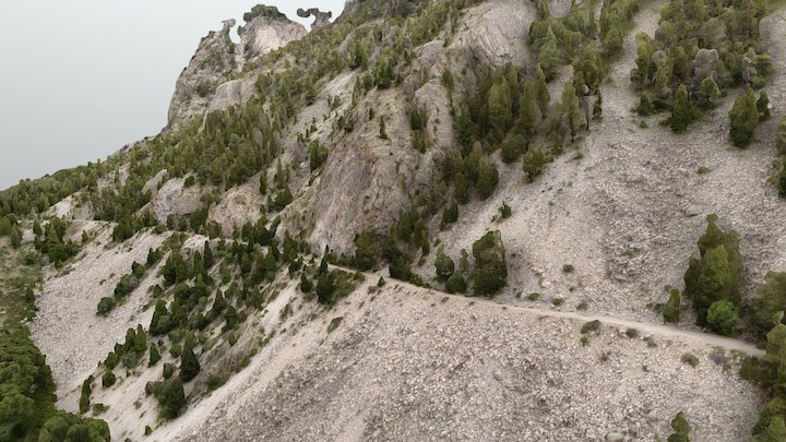 Rock Wall Above Lake 3D Model